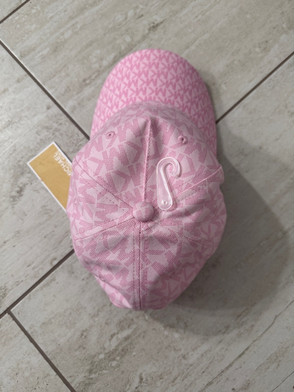 Michael Kors Light Pink MK Logo Baseball Cap..ladies ..silver snap back..new - Picture 7 of 7